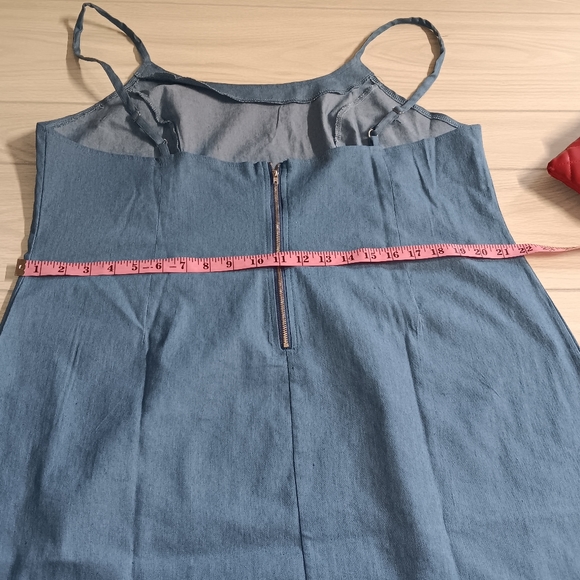 Plus Size Women Elegant Basic Denim Sleeveless Bodycon Slip Dress - Picture 10 of 12